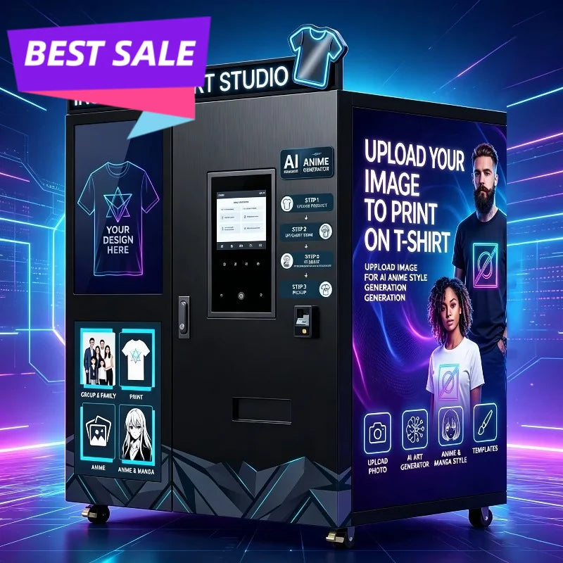 Smart Clothing Vending Machine Personalized Fashion AI Customizer DIY Garment Design Kiosk On Demand T Shirt Hoodie Production