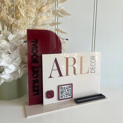 Personalized Multi QR Codes Sign Custom Logo Text Acrylic Stand for Small Businesses Payment Menu Gain Followers Hotel Reception