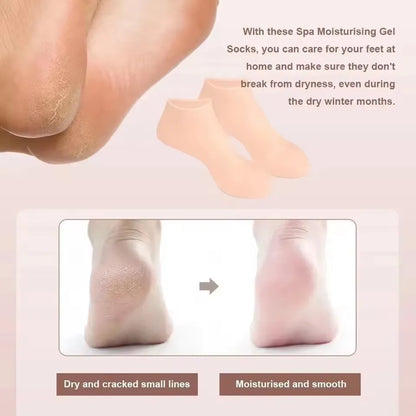 2 Pack Moisturizing Silicone Gel Socks for Dry Cracked Feet Nourishing Skin Lubricating Foot Care Massage Socks