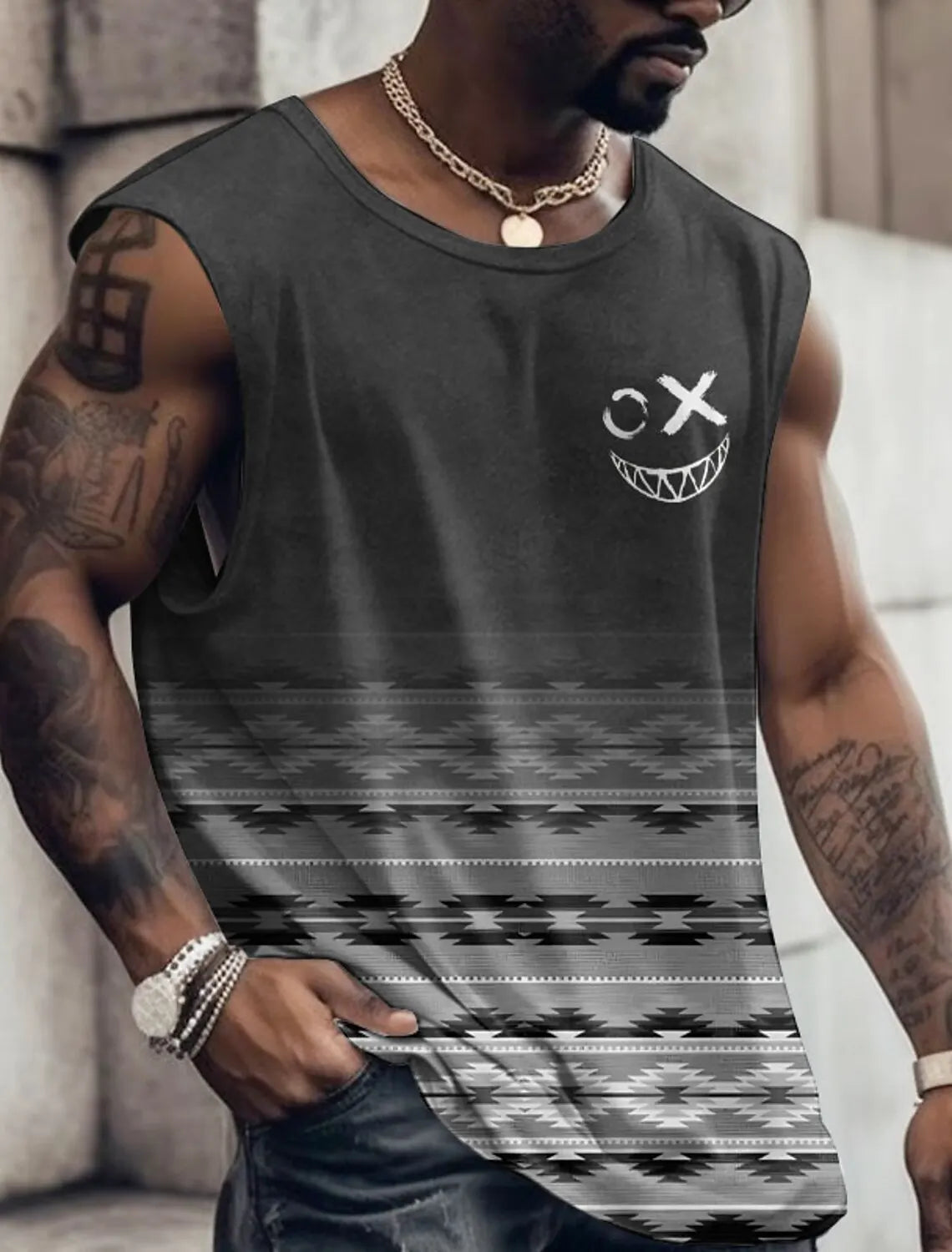 Sports Vest Mens Loose Summer Trendy Fitness Sleeveless Bottom Shirt Retro Oversized Round Neck Short Sleeve T Shirt 2Xs-6Xl