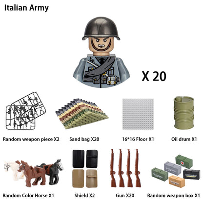WWII Infantry Military Soldier War National Army Mini Gun armament Models Building Blocks Building Blocks Toys for Kids