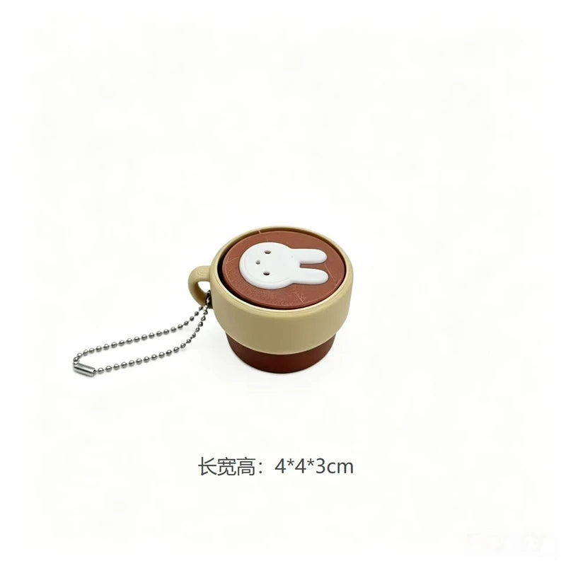 3D Printed Cappuccino Coffee Cup Keyrings Creative Clicker Button Dessert Keychains Office Stress Relief Keyboard Fidgets Gifts