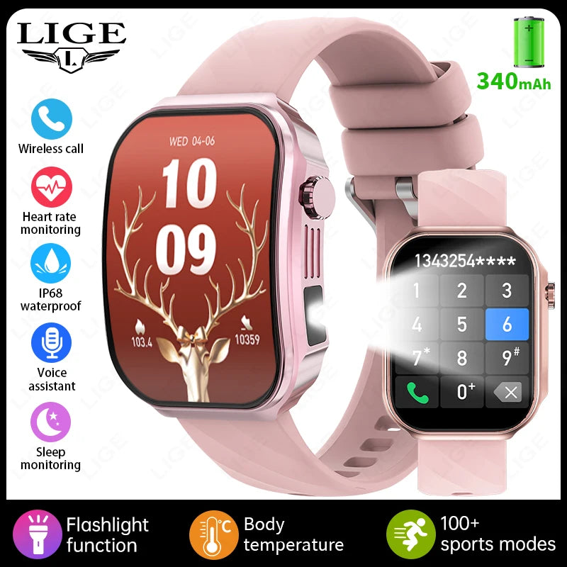 Inteligentny zegarek z zakrzywionym ekranem 3D 2,2 cala, termometrem z diodą LED, monitorem zdrowia, połączeniami BT, sportowy, fitness