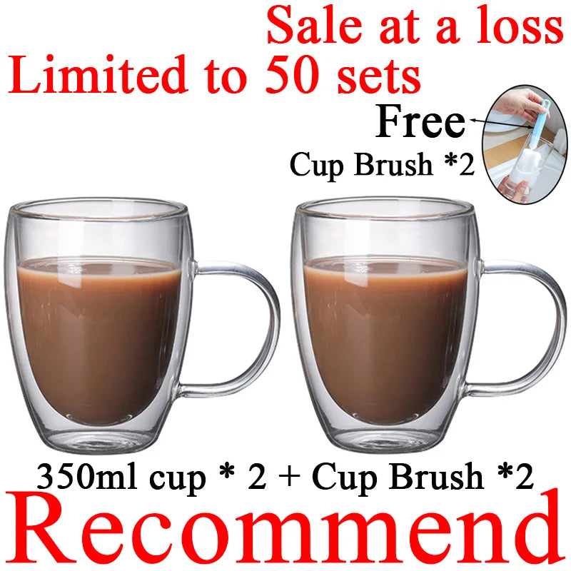 2-18PCS Double Wall High Borosilicate Glass Mug Heat Resistant Tea Milk Juice Coffee Water Cup Bar Drinkware Gift Creativity Set