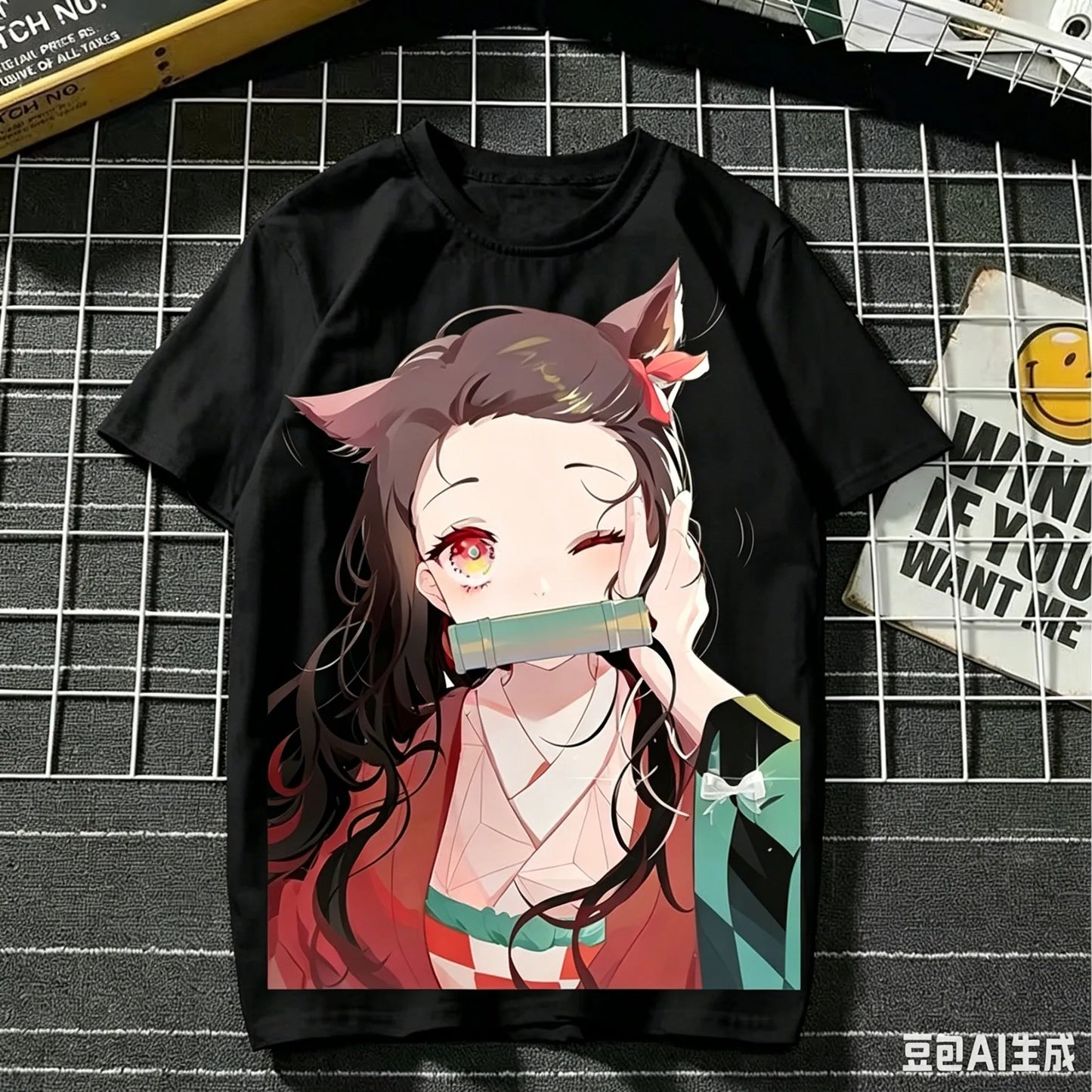 2026 Summer Demon Slayer Nezuko Cherry Blossom Butterfly Print Cotton T-Shirt Adult Kids Casual Loose Breathable Anime Tops Y2k