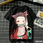 2026 Summer Demon Slayer Nezuko Cherry Blossom Butterfly Print Cotton T-Shirt Adult Kids Casual Loose Breathable Anime Tops Y2k