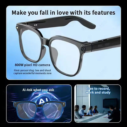 New HD 800W Camera Smart Glasses Men 100+Language Translation 1080P Shoot Video WIFI Transmission 3D Music Call Sunglass Glasses