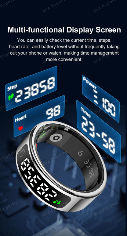 New R11 Smart Ring Men Women LED Display Screen Heart Rate Blood Oxygen Monitoring Waterproof Multi Sports Modes Smartrings 2025