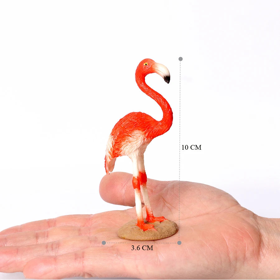 Hand Painted Simulation Bird Model Figures Toucan Peacock Owl Flamingo, Early Cognition Toy Cake Decoration For Children