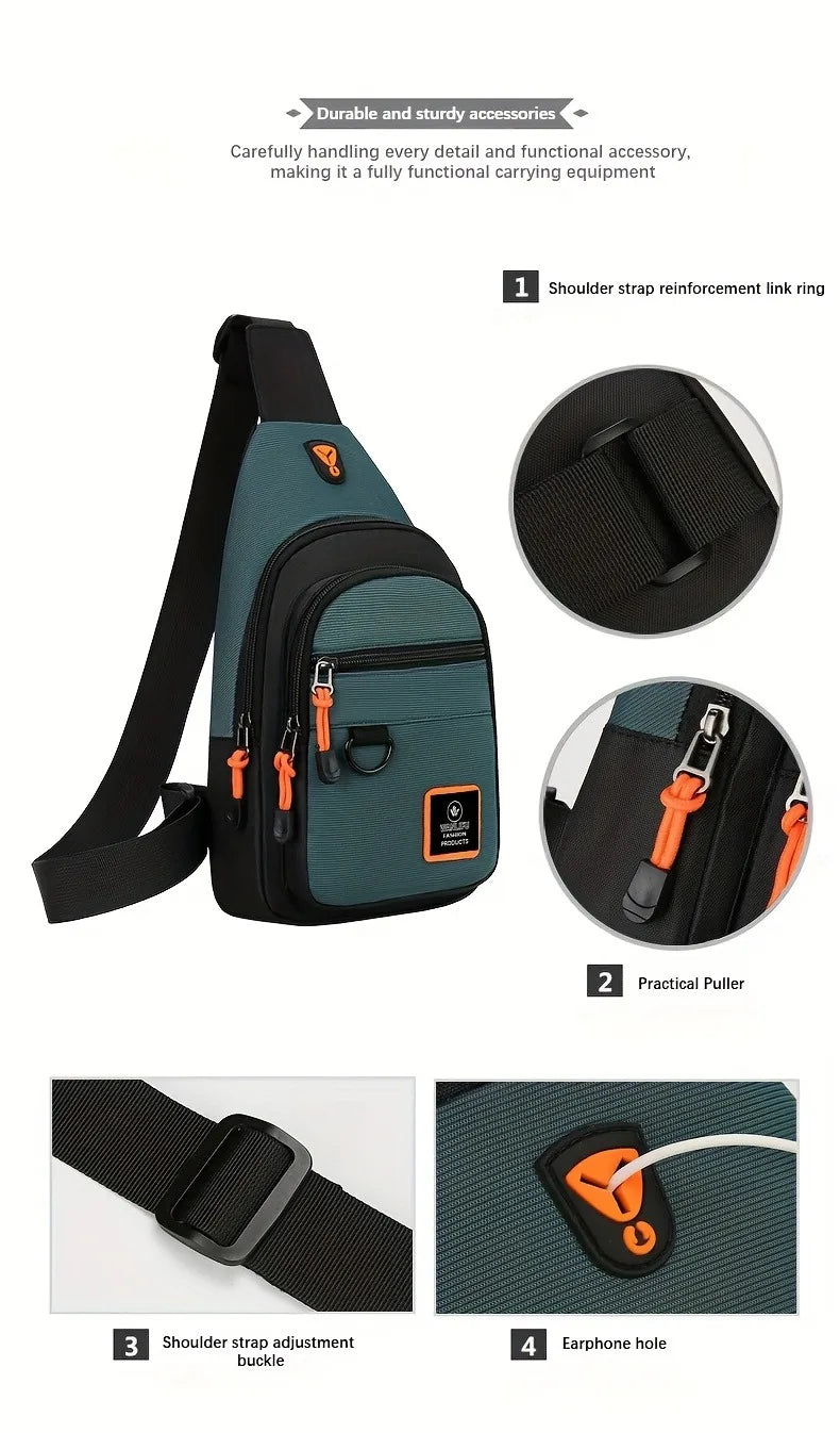 Men's leisure outdoor hiking bike shoulder bag, waterproof sports crossbody bag, travel backpack, men's chest bag, shoulder bag