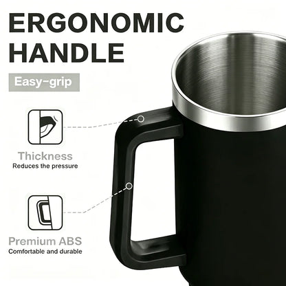 1200ML Stainless Steel Thermos Cup with Straw & Handle Ice Coffee Drink Vacuum Insulated Cup Car Travel Gym Outdoor Water Bottle