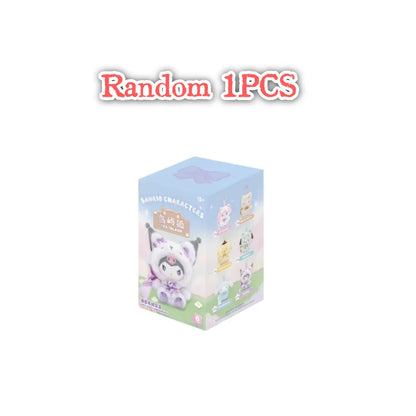 Sanrio Family Fox Island & Blue Flutter Series Vinyl Plush Blind Box Cute Cartoon Hello Kitty Kuromi Pendants Girl Bag Toy Gifts