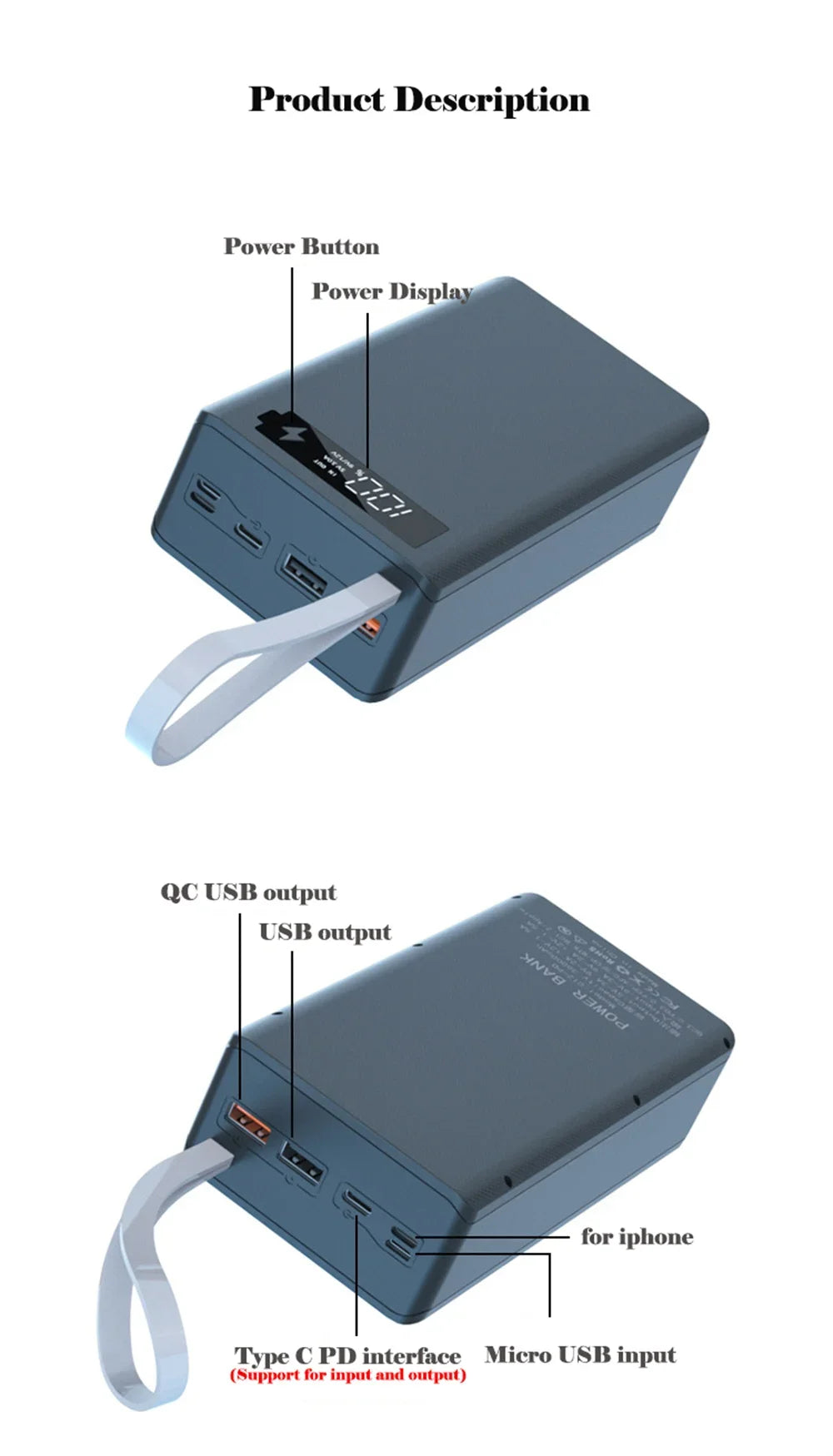 C12 18650 Battery Power Bank Case Charger Box Holder Dual USB LCD Display Support Quick Wireless Charger Battery Shell Storage