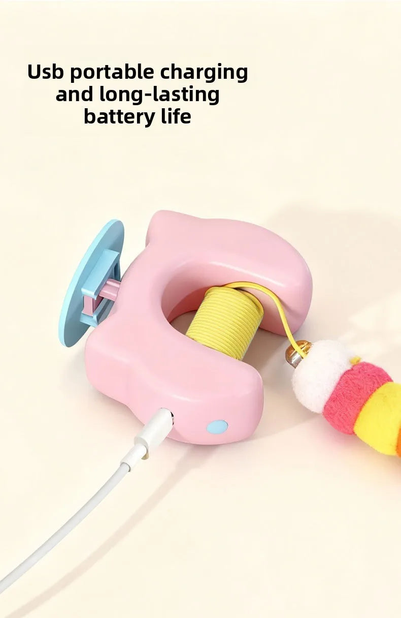 Electric Cat Toy with Ropes Auto Swing Feather Toy Interactive Kitten Toy For Self Playing  Caterpillar Interactive Cat Toys