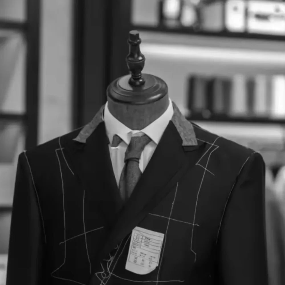 Navy blue Suit Set Fashion Buttons Pockets Blazer Men Business Suit Set Formal Turndown Collar Suit for Dating Groom Formal