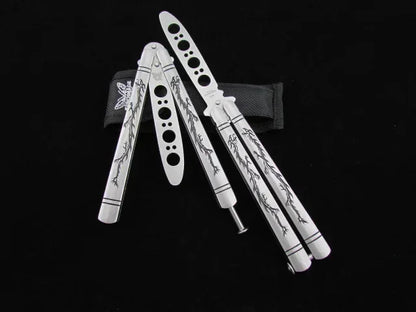Outdoor Training Butterfly Knife Trainer  Stainless Steel Knife Folding Knife No Edge Dull Tool Combs Shape 56 HRC