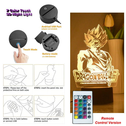 Dragon Ball Z Anime Figures Goku Vegeta Gohan Broly 3D Lamp PVC Action Figures Toys for Children Trunks Buu Super Saiyan Gifts