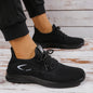 Men Breathable Knitted Running Shoes Anti Slip Trainers Arch Support Shock Absorbing EVA Sole Low Top Lace Up Sports Footwear
