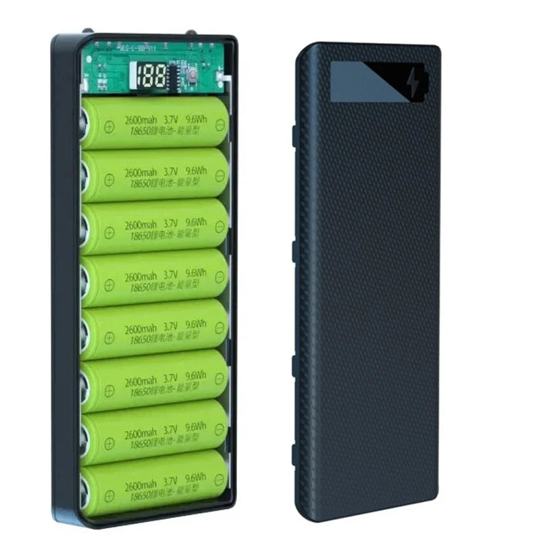 DIY Power Bank 10/8*18650 Battery Holder Battery Box Micro Type C Dual USB Ports Phone Charger 18650 Detachable Powerbank Case