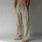 Men's Cotton Linen Long Pants Summer Solid Color Breathable Linen Trousers Male Casual Elastic Waist Casual Pants  Men ﻿
