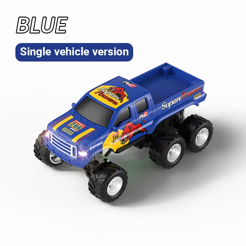 JJRC 1:64 Mini 6-Wheel Alloy RC Offroad Pickup Truck With Trailer & Speedboat Full Proportional Remote Control Car Boys Gift Toy