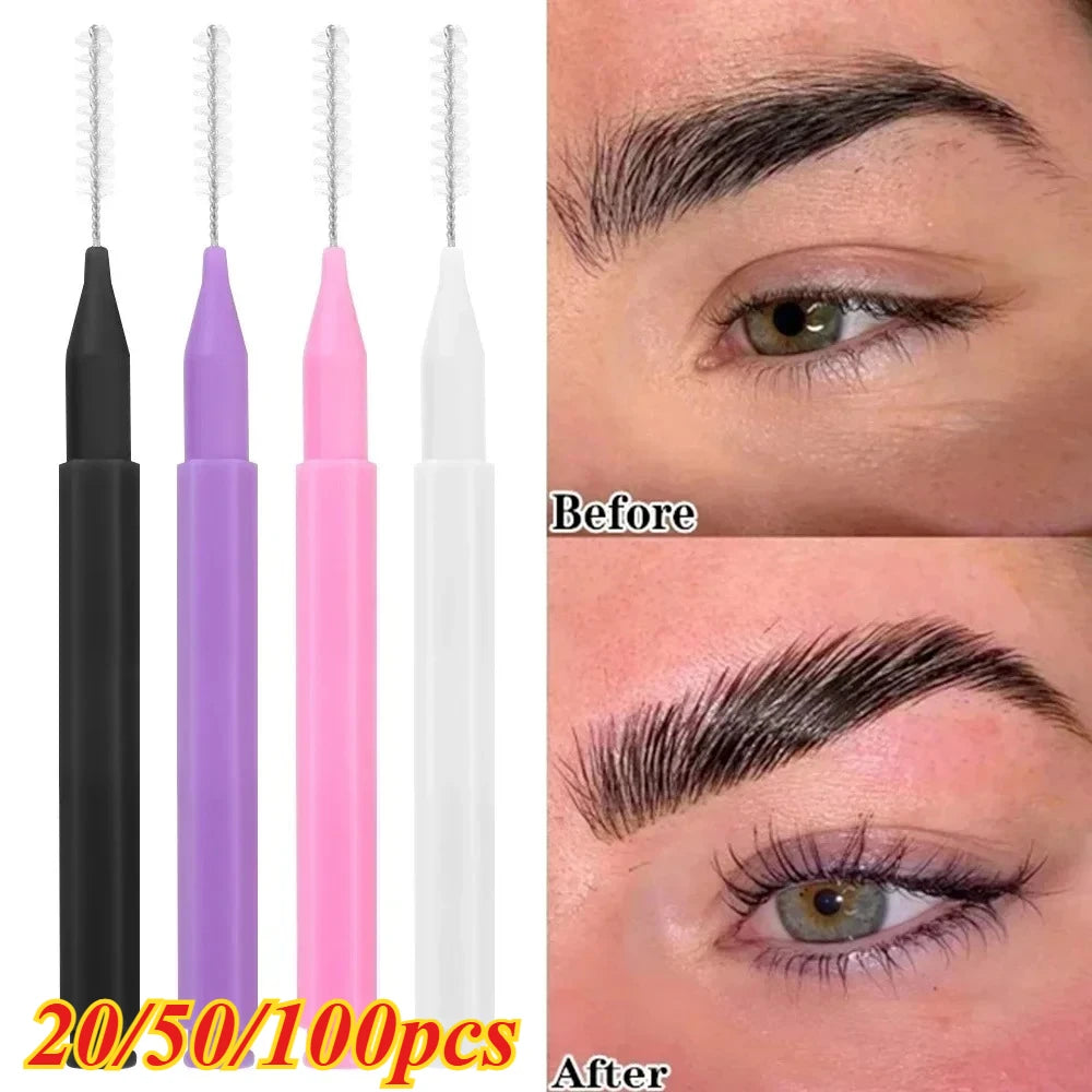 20/50PS Portable Mini Eyebrow Brushes Disposable Eyelash Brow Lifting Brush Applicators Lash Extension Comb Beauty Makeup Tools