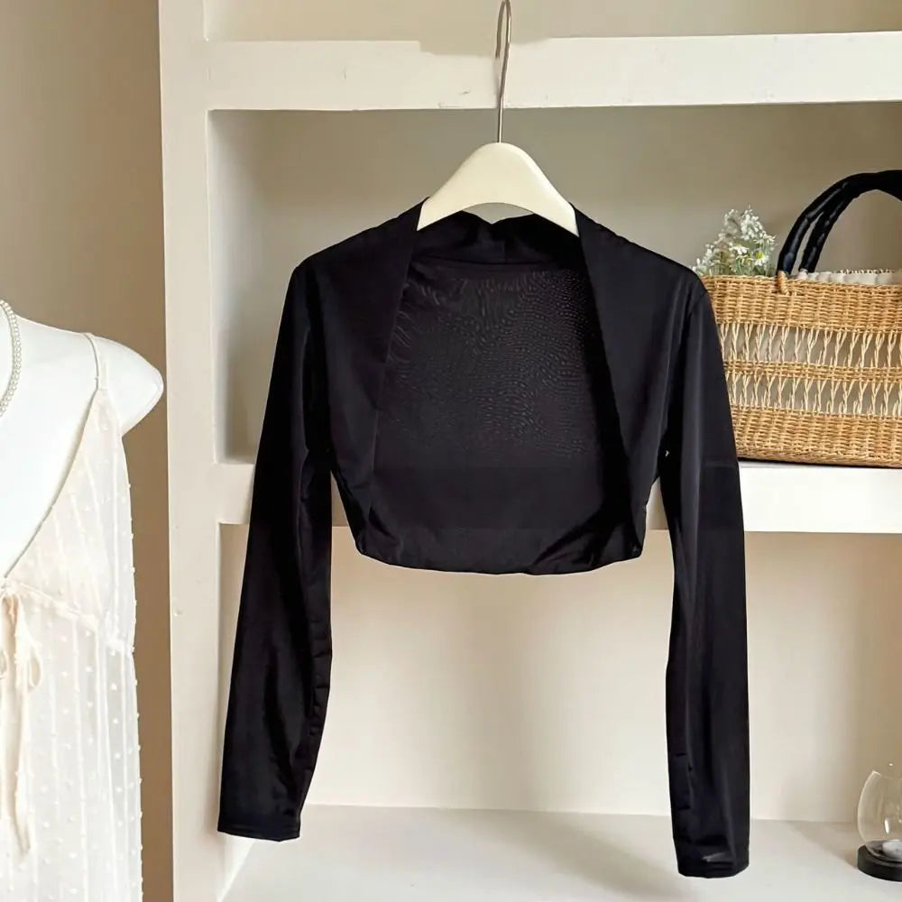Ultra-thin Long Sleeve Crop Top Quick-Drying Anti UV Long Ice Silk Sleeves Solid Color UV Protection Sunscreen Arm Covers Girls