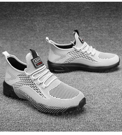 YRZL Running Shoes Men Comfortable Lightweight Grey Walking Sneakers Breathable Air Mesh Non Slip Casual Tennis Shoes for Men