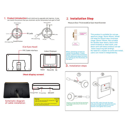 2.8" LCD Screen IR Night vison PIR Motion Detection Digital Electronic Viewer Bell Door Peephole HD Camera Photo Video Recording