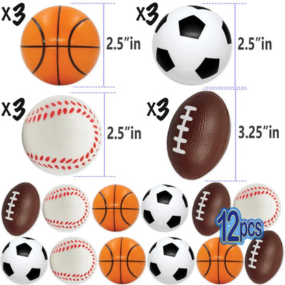 6/12/20 Pcs Squishy Squeeze Balls Birthday Party Favors Goodie Pinata Filler Anti Stress Soccer Basketball  Rugby Baseball Gifts
