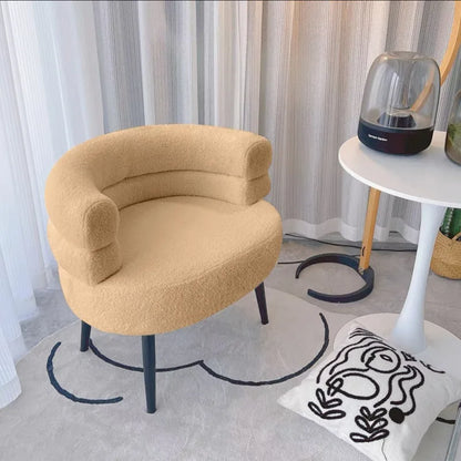 Lazy Sofa Makeup Chair with Lamb Fleece Living Room Light Luxury Balcony Leisure Chair for Comfortable Seating