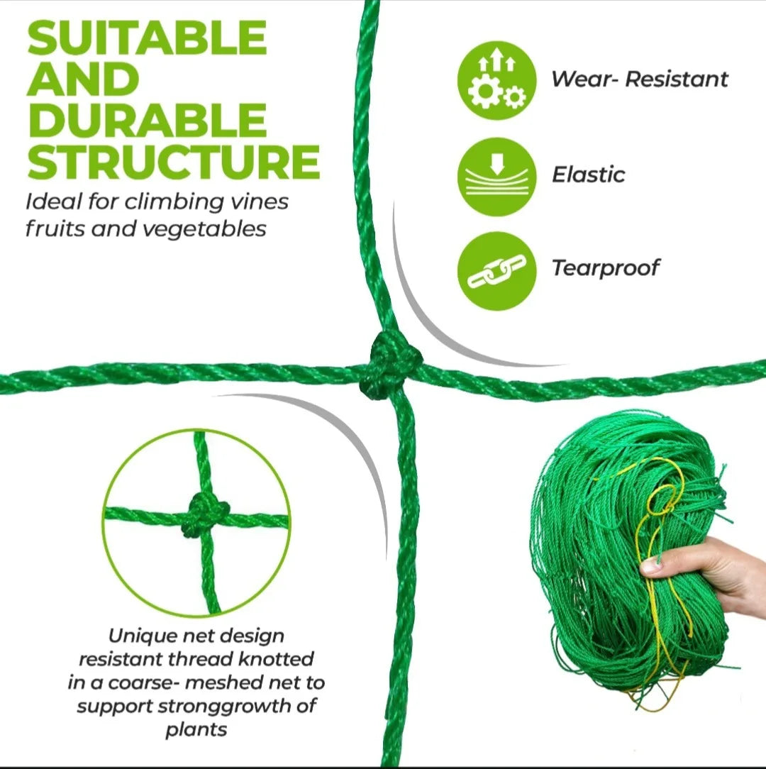 Heavy-Duty Garden Climbing Net – UV-Resistant Nylon Trellis for Cucumber, Loofah & Flowers