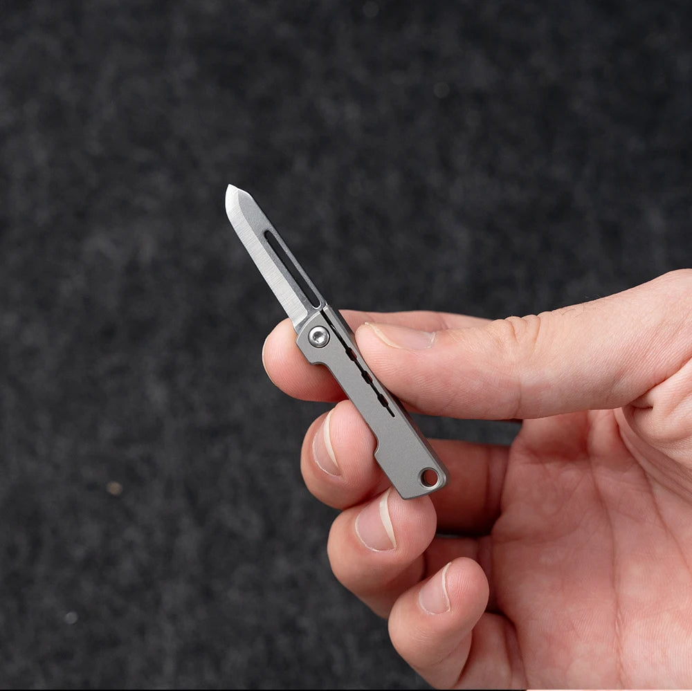 Titanium alloy folding mini knife, portable hanging keychain, unboxing, express delivery knife, household all-in-one knife
