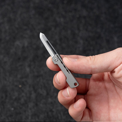 Titanium alloy folding mini knife, portable hanging keychain, unboxing, express delivery knife, household all-in-one knife