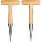Durable Rust Proof Wood Handle Hand Dibber Hole Puncher for Seed Sowing Plant Transplanting Bulb Planting Remover Tool