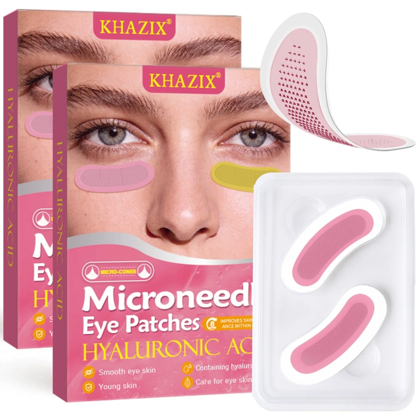 Retinol Microneedle Eye Patches with Hyaluronic Acid & Firming Peptides,for Forehead, Eye Area, Crow's Feet & Smile Lines,1Pair.