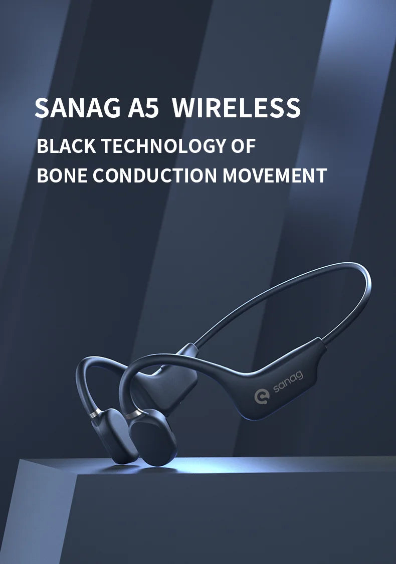 Słuchawki Sanag A5X True Bone Conduction Wireless Sport z otwartą konstrukcją, Bluetooth, dźwiękiem 3D stereo, wybór z wyprzedaży błyskawicznej