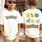 Summer Pokémon AnimeT-shirts Boys Pure Cotton Short-sleeved Top Casual Suitable for Both Boys and Girls, Parent-child Outfits.