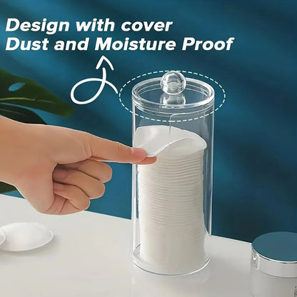 1pc Cylindrical Cotton Pad Holder, Makeup Storage Cotton Pad Dispenser, Bathroom Storage Jar, Desktop Storage Organizer