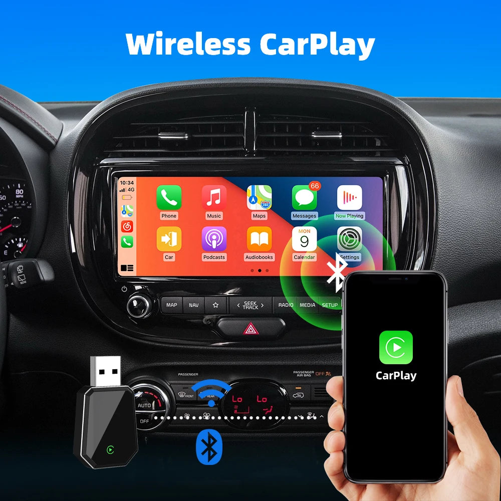 EKIY 2in1 Wired To Wireless CarPlay Dongle Android Auto Adapter Car Intelligent Systems AI Smart Box For Car With Wired CarPlay