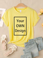 Summer Custom Womens T-Shirts DIY Logo/Graphic Tops Basic Multicolor T Shirt Loose O-Neck Short Sleeve Tees Casual Woman Clothes