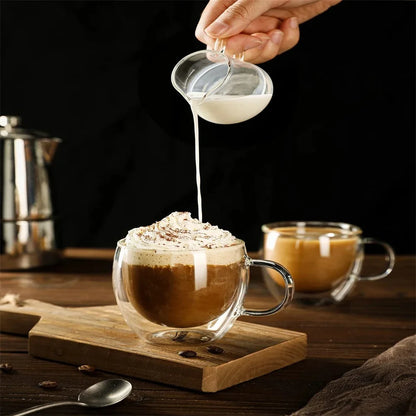 1pack 250/350/450ml Glass Coffee Mug with Handle Double-Walled Glass Cup For Cold or Hot Water Juice Milk Coffee Whiskey