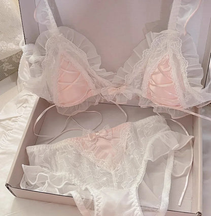 Lolita Girls Thin Cute Lace Small Bra Women Triangle Cup Bra Sexy  Underwear Women Set  Sexy Lingerie