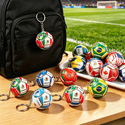 Soccer Keychain Fidget Toy Stress Relief Pendant for Fan Portable Decompression Ball with Gift Box Multi-National Team Souvenir