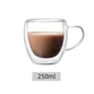 1pack 250/350/450ml Glass Coffee Mug with Handle Double-Walled Glass Cup For Cold or Hot Water Juice Milk Coffee Whiskey