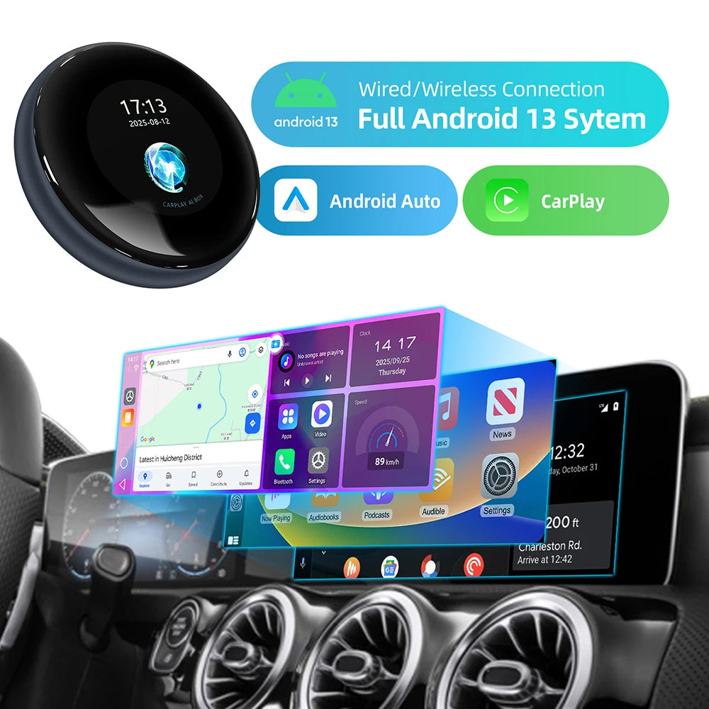 Ai Box 4+64GB 2026 Wireless Android Auto For Apple CarPlay WiFi Plug And Play Adapter Smart AI Box with Youtube Netflix TikTok