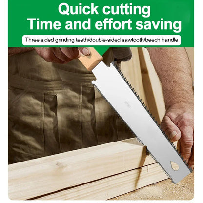 Japanese Style Hand Saw with Non-slip Wooden Handle Pull Type Flexible Flush Cut Woodworking Cutting Tool for Woodcraft