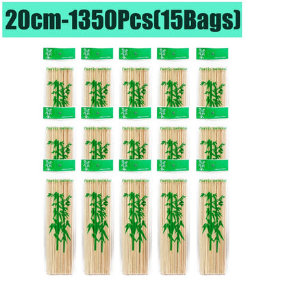 90-1350Pcs Bamboo Wooden BBQ Skewers Sticks Disposable 15/20/25/30cm for Grilling, Fruit, Kabob,BBQ, Barbecue, Camping, Outdoor