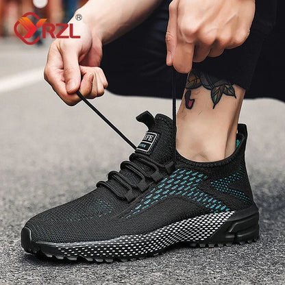 YRZL Running Shoes Men Comfortable Lightweight Grey Walking Sneakers Breathable Air Mesh Non Slip Casual Tennis Shoes for Men