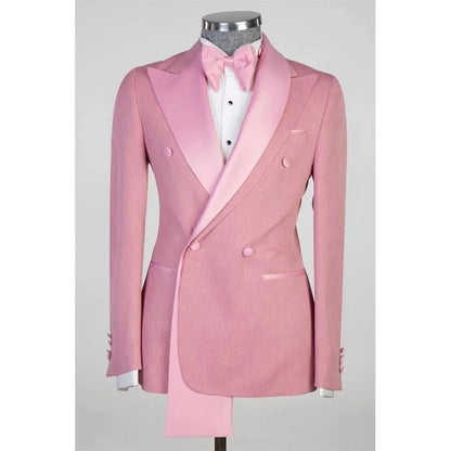Rose Pink 2-Piece Men's Tuxedo with Spacious Lapel for Wedding Banquet Party Formal Men's Clothing Custom-Made Di